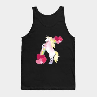 Cute Unicorn and Rainbow Hearts Tank Top